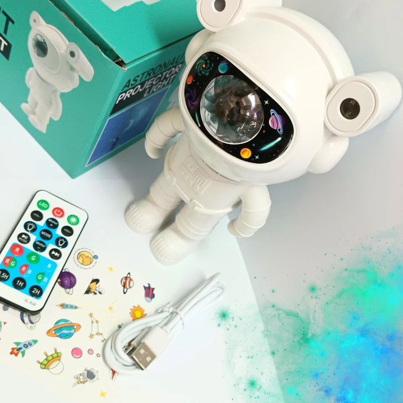 Projetor Astronauta Galáxia LED USB com Controle Bluetooth – Luz Noturna Estrelada para Quarto