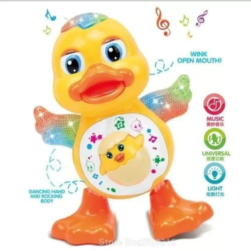 Brinquedo Patinho Pato Bichinho Dançarino Musical Com Som Luz Infantil