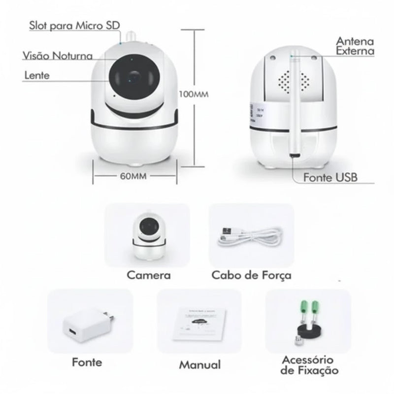 Câmera Ip Wifi Sem Fio Giratória Estilo Babá Eletrônica